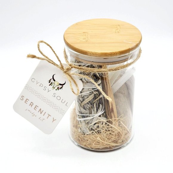 Other - Gypsy Soul Serenity Smudge Kit Sage Feather Crystals Glass Ritual Home Blessing